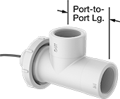 Image of Product. Style E. Front orientation. Contains Annotated. Flow Switches. Fixed-Set-Point Flow Switches, 90° Elbow, Style E.