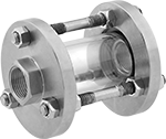 Image of Product. Front orientation. Flow Sights. Full-View Flow Sights for Water and Oil.
