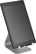 Image of ProductInUse. Front orientation. Tablet Stands. Style A, Adjustable Viewing Angle.