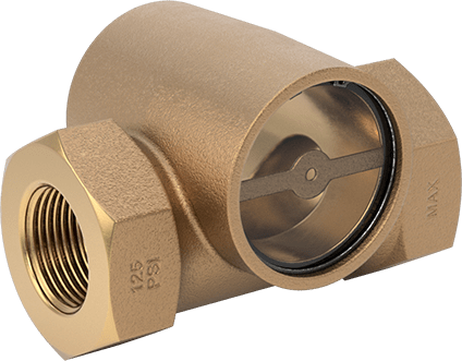 Image of Product. Back orientation. Flow Sight for Water and Oil, Bronze Body, 1 NPT Female.