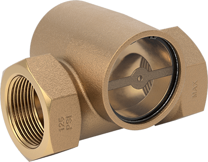 Image of Product. Back orientation. Flow Sight for Water and Oil, Bronze Body, 1-1/4 NPT Female.
