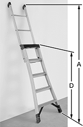 Image of ProductInUse. Style 2 (Extended). Front orientation. Contains Annotated. Ladders. Convertible Step/Straight Ladders, Style 2.