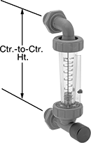 Image of Product. Front orientation. Contains Annotated. Flowmeters. High-Temperature Panel-Mount Flowmeters, Male, Flowmeters with Flow-Control Knob.