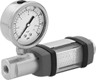 Image of Product. Front orientation. Flowmeters. Variable-Pressure Flowmeters for Gases, Aluminum Body, Female, Flowmeters with Pressure Gauge.