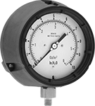 Image of Product. Front orientation. Pressure Gauges. High-Accuracy Low-Pressure Gauges, Dual Scale, Bottom Connection (Flange Mount).