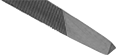 Image of Specification. Single Cut. Front orientation. ZoomedIn view. Single Cut. Triangular Files.