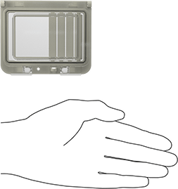 Image of Product. Side1 orientation. Contains SizingReference. See-Through HMI Cover for Enclosures, Snap in Closure, Polycarbonate, 3-3/4" High x 3" Wide.