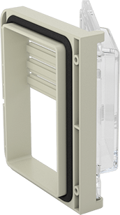 Image of Product. Back orientation. See-Through HMI Cover for Enclosures, Snap in Closure, Polycarbonate, 3-3/4" High x 3" Wide.