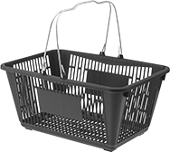 Image of Product. Front orientation. Tote Baskets. Nestable Plastic Tote Baskets.