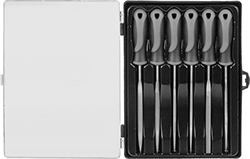 Image of Product. Top orientation. Files. Needle File Sets, 6 Piece Sets with Rubber-Coated Plastic Handle.