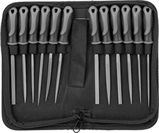 Image of Product. Top orientation. Files. Needle File Sets, 12 Piece Sets with Rubber-Coated Plastic Handle.