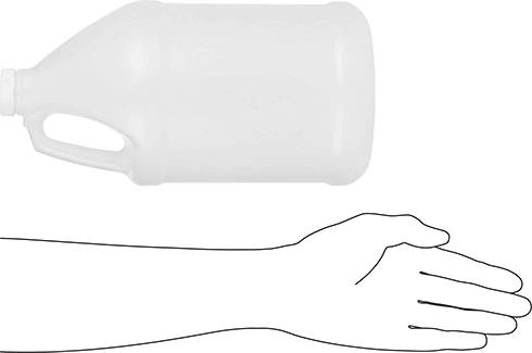 Image of Product. Side1 orientation. Contains SizingReference. Semi-Clear HDPE Plastic Jug, 1 Gallon Capacity.