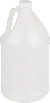Image of Product. Front orientation. Semi-Clear HDPE Plastic Jug, 1 Gallon Capacity.