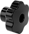 Image of Product. Style 13. Front orientation. Style 13. Threaded Through-Hole Knobs, Six-Arm Grip.