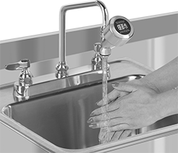 Image of ProductInUse. Front orientation. Faucet Timers. Faucet Timers for Handwashing.