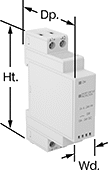 Image of Product. Relay. Front orientation. Contains Annotated. Relays. DIN-Rail Mount Solid State Relays.
