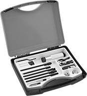 Image of Product. Front orientation. Deburring Tools. Changeable-Blade Deburring Scraper and Countersink Sets , Style C.