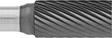 Image of Product. Front orientation. ZoomedIn view. Burs. Long-Life Burs, Flat Cylinder, Single-Cut Tooth.