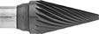 Image of Product. Front orientation. ZoomedIn view. Burs. Long-Life Burs, Pointed Tapered Cone, Single-Cut Tooth.