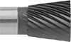 Image of Product. Front orientation. ZoomedIn view. Burs. Long-Life Burs, Inverted Cone, Single-Cut Tooth.