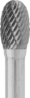 Image of Specification. SE-3. Front orientation. ZoomedIn view. Carbide Bur Set with 1/4" Diameter Shank, 16 Pieces, Double-Cut Tooth.
