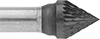 Image of Product. Front orientation. ZoomedIn view. Burs. Long-Life Burs, Cone, Double-Cut Tooth.
