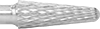 Image of Product. Side1 orientation. ZoomedIn view. Burs. Burs, Round Tapered Cone, Heavy Duty Double-Cut Tooth.