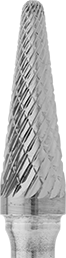 Image of Specification. SL-3. Front orientation. ZoomedIn view. Carbide Bur Set with 1/4" Diameter Shank, 16 Pieces, Double-Cut Tooth.