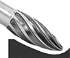 Image of ProductInUse. Side1 orientation. Burs. Burs for Soft Metals and Plastics, Flame.