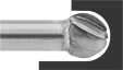 Image of ProductInUse. Front orientation. Burs. Burs for Soft Metals and Plastics, Ball.