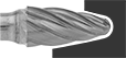Image of ProductInUse. Front orientation. Burs. Burs for Soft Metals and Plastics, Round Tree.