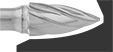 Image of ProductInUse. Front orientation. Burs. Burs for Soft Metals and Plastics, Pointed Tree.