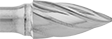 Image of Product. Front orientation. Burs. Burs for Soft Metals and Plastics, Pointed Tree, Fluted Tooth.