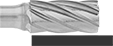 Image of ProductInUse. Front orientation. Burs. Burs for Soft Metals and Plastics, Flat Cylinder.
