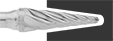 Image of ProductInUse. Front orientation. Burs. Burs for Soft Metals and Plastics, Round Tapered Cone.