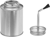 Image of Product. Front orientation. Brush-Top Cans. Cans with Angled Brush.