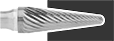 Image of ProductInUse. Front orientation. Burs. Burs, Round Tapered Cone.
