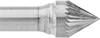 Image of Product. Front orientation. ZoomedIn view. Burs. Burs, Cone, Single-Cut Tooth.