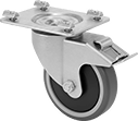 Image of Product. Swivel with Total Lock. Back orientation. T-Slotted Framing and Fittings. Casters for T-Slotted Framing, Static Control Plate Casters, For Double and Quad Rails, Swivel, Wheel Brake and Swivel Lock (Total Lock).