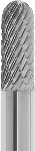 Image of Specification. SC-1. Front orientation. ZoomedIn view. Carbide Bur Set with 1/4" Diameter Shank, 16 Pieces, Double-Cut Tooth.