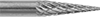 Image of Product. Front orientation. ZoomedIn view. Burs. Extra-Long Burs, Pointed Tapered Cone, Double-Cut Tooth.
