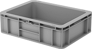 Image of Product. Front orientation. Tote Boxes. Stackable Plastic Tote Boxes, Polypropylene.
