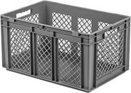 Image of Product. Front orientation. Tote Boxes. Stackable Plastic Vented Tote Boxes , Style A.