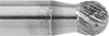 Image of Product. Front orientation. ZoomedIn view. Burs. Extra-Long Burs, Ball, Double-Cut Tooth.