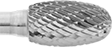 Image of Product. Front orientation. ZoomedIn view. Burs. Extra-Long Burs, Oval, Double-Cut Tooth.