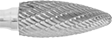 Image of Product. Front orientation. ZoomedIn view. Burs. Extra-Long Burs, Flame, Double-Cut Tooth.