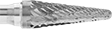 Image of Product. Front orientation. ZoomedIn view. Burs. Extra-Long Burs, Round Tapered Cone, Double-Cut Tooth.