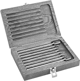 Image of Product. Front orientation. Burs. Extra-Long Bur Sets, 8 Pieces, Wood Box.