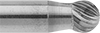 Image of Product. Front orientation. ZoomedIn view. Burs. Extra-Long Burs, Ball, Single-Cut Tooth.