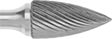 Image of Product. Front orientation. ZoomedIn view. Burs. Extra-Long Burs, Pointed Tree, Single-Cut Tooth.